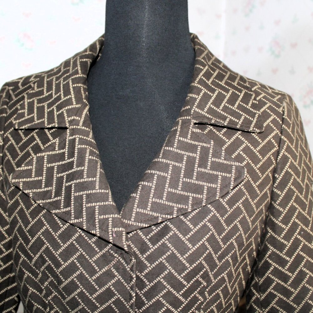 Loft Brown Herringbone Pattern Blazer, Size 2 - image 2